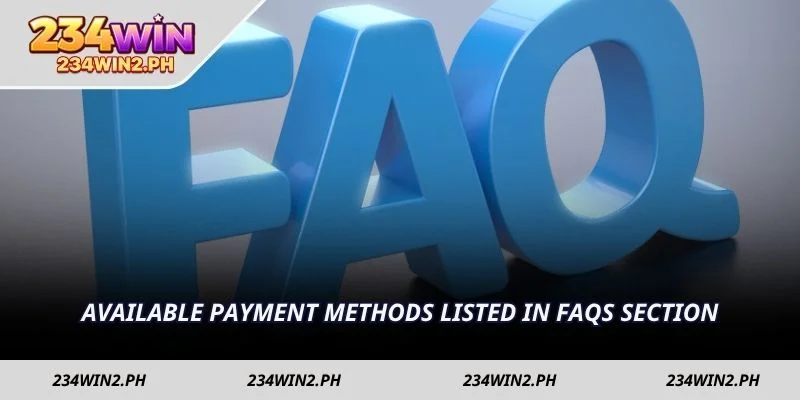 Available payment methods listed in FAQs section