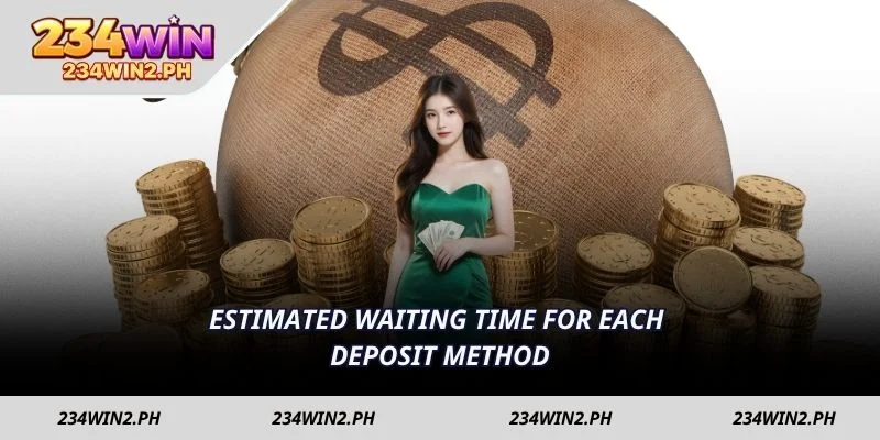 Estimated waiting time for each deposit method