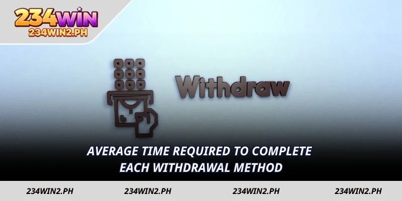 Average time required to complete each withdrawal method